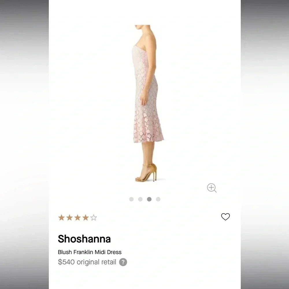 SHOSHANNA BLUSH PINK LACE FRANKLIN MIDI DRESS - Picture 5 of 12